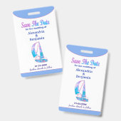 Badge Enregistrer l'aquarelle Mariage date (Avant & arrière)