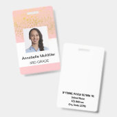 Badge Enseignant Blush Pink Gold (Recto et verso)