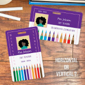 Badge Enseignant d'art crayon couleur violet insigne hor