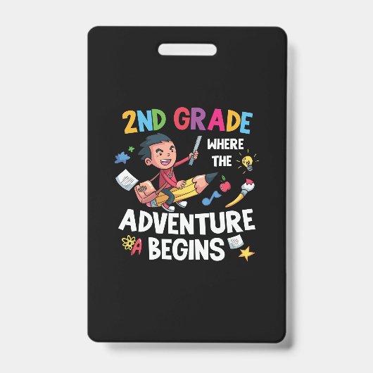Badge Enseignant de 2e année 2e année Aventure commence (Avant)