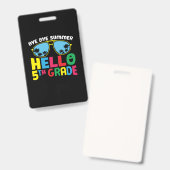Badge Enseignant de 5e année Bonjour 5e année (Avant & arrière)