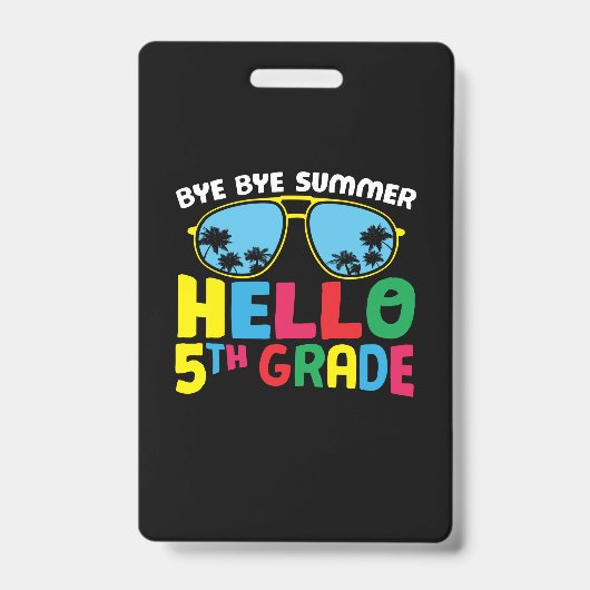 Badge Enseignant de 5e année Bonjour 5e année (Avant)