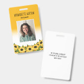 Badge Enseignant de l'école de tournesol jaune (Avant & arrière)