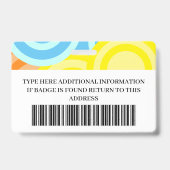 Badge Enseignant de maternelle Coloré (Arrière)