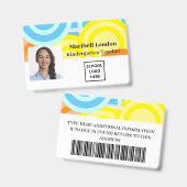 Badge Enseignant de maternelle Coloré (Avant & arrière)