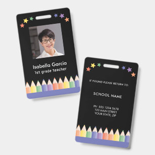 Badge enseignant École Nom Coloré