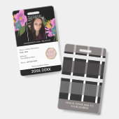 Badge Enseignant Ménage à l'école Maman ID Floral (Recto et verso)