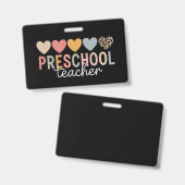 Badge Enseignant Préscolaire Retour à l'école  (Avant & arrière)