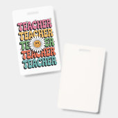 Badge Enseignant super Cute Daisy Flower Retro Back Scho (Front & Back)