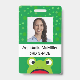 Badge Enseignant vert de grenouille