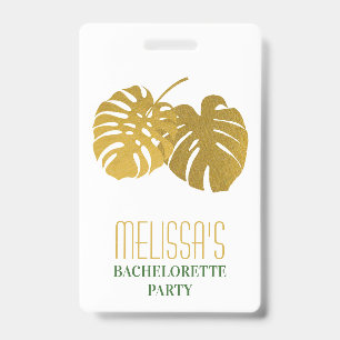 Badge Enterrement de vie de jeune fille aux feuilles de