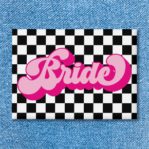 Badge Enterrement de vie de jeune fille Rose Chaude Rétr