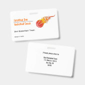 Badge Entraîneur de basket (Avant & arrière)