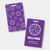 Badge entraîneur de volley-ball Teacher Hall Pass couleu (Avant & arrière)