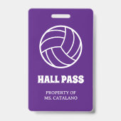 Badge entraîneur de volley-ball Teacher Hall Pass couleu (Arrière)