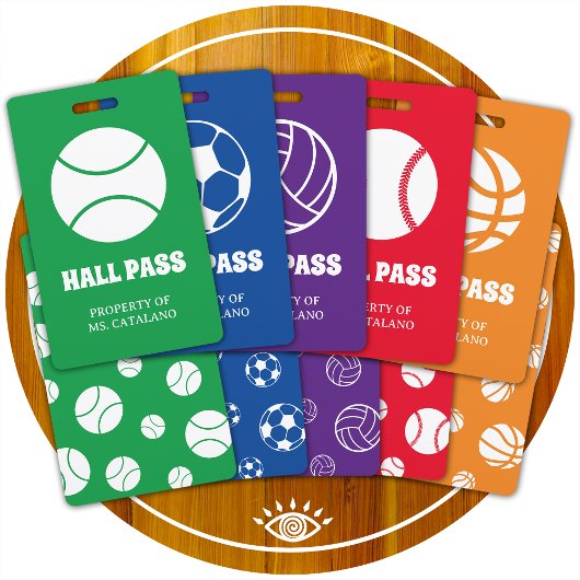 Badge entraîneur de volley-ball Teacher Hall Pass couleu