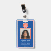 Badge Entreprise Ajouter Logo Modern Orange Blue Company (Front with Clip)