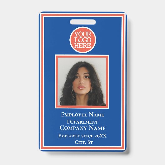 Badge Entreprise Ajouter un logo Moderne Orange Bleu Soc (Avant)