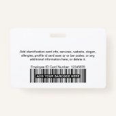 Badge Entreprise Blanc Employé Moderne Photo ID Sécurité (Dos)