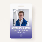 Badge Entreprise Bleu Dégradé Employé Photo (Devant)