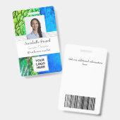 Badge Entreprise créative d'artiste colorée Paon (Avant & arrière)