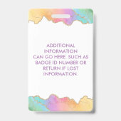 Badge Entreprise d'agate aquarelle arc-en-ciel et or (Arrière)