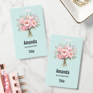 Badge Entreprise de bouquet de fleurs de pivoine rose jo