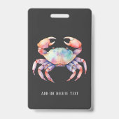 Badge Entreprise de crabe à l'aquarelle tendance/Restaur (Arrière)