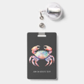 Badge Entreprise de crabe à l'aquarelle tendance/Restaur (Arrière avec rétractable)