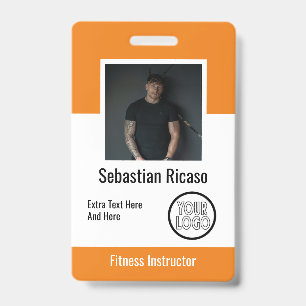 Badge Entreprise de logo personnalisé Orange Blanc