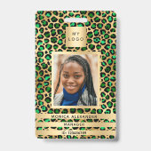 Badge Entreprise de photo de léopard vert émeraude pour  (Avant)