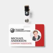 Badge Entreprise | Homme d'affaires en costume | Code ba (Front with Clip)