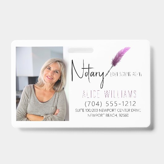 Badge Entreprise moderne de photo noir rose et blanc (Front)