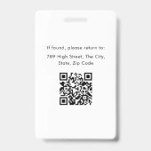 Badge Entreprise moderne ID photo QR Code Card Employé (Dos)