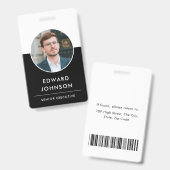 Badge Entreprise moderne Photo ID code-barres Employé (Recto et verso)