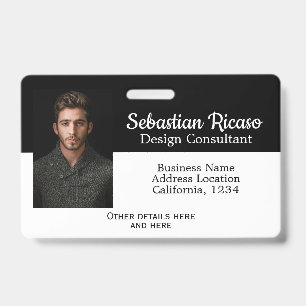 Badge Entreprise personnalisée blanc noir