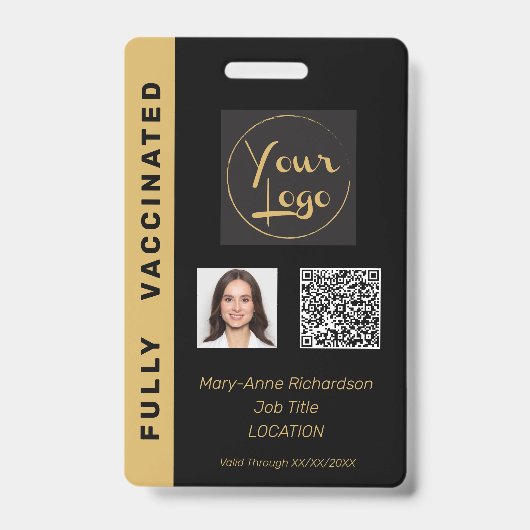 Badge Entreprise Photo Code QR Code ID de vaccin (Face)