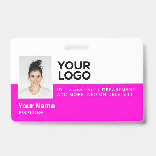 Badge Entreprise Rose Employé Moderne Photo Identificati