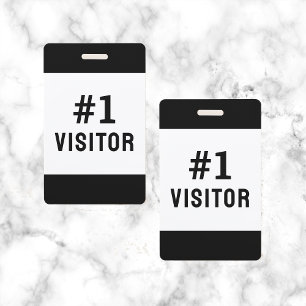 Badge Entreprise Visiteur Noir Simple Moderne