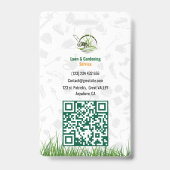 Badge Entretien de pelouse professionnel blanc et vert (Arrière)