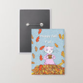 Badge Épinglette de chat gracieux d'automne (Recto/Verso)