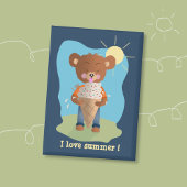 Badge Épinglette rectangulaire Ours mangeant de la glace