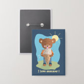 Badge Épinglette rectangulaire Ours mangeant de la glace (Recto/Verso)