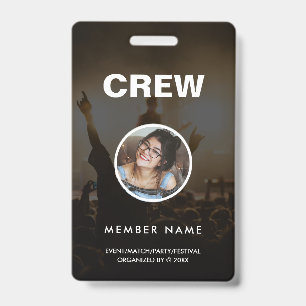 Badge Équipage Moderne Minimaliste Photo QR Rond Staff