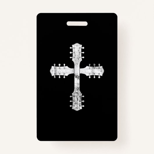 Badge équipe chrétienne de culte guitare cross (Devant)