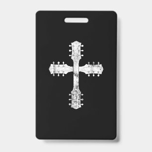 Badge équipe de culte chrétien guitare croix