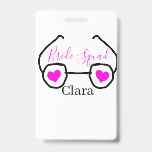 Badge Équipe de mariée lunettes de natation rose noir cœ