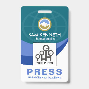 Badge Équipe de presse Blue Global Wave Photoreporter