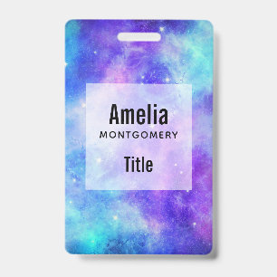 Badge Espace de galaxie violet et bleu Abstrait