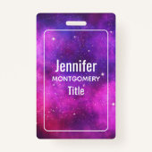 Badge Espace rose & violet & Étoiles Faux Galaxy (Dos)